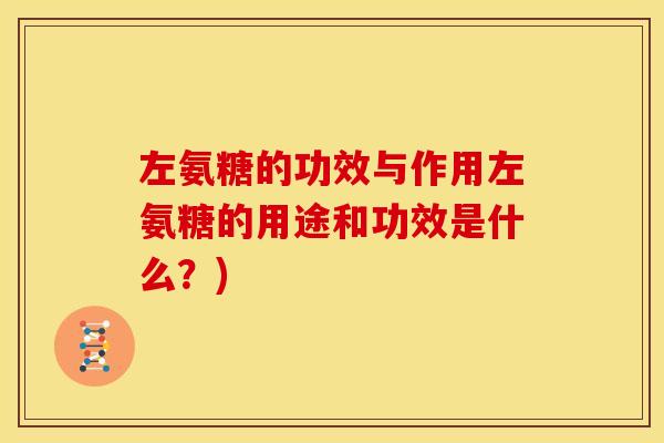 左氨糖的功效与作用左氨糖的用途和功效是什么？)