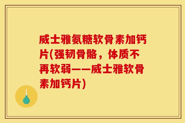 威士雅氨糖软骨素加钙片(强韧骨骼，体质不再软弱——威士雅软骨素加钙片)