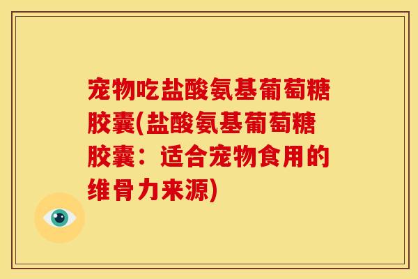 宠物吃盐酸氨基葡萄糖胶囊(盐酸氨基葡萄糖胶囊：适合宠物食用的维骨力来源)