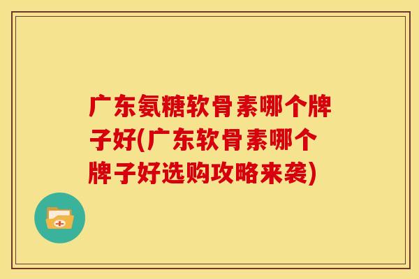 广东氨糖软骨素哪个牌子好(广东软骨素哪个牌子好选购攻略来袭)