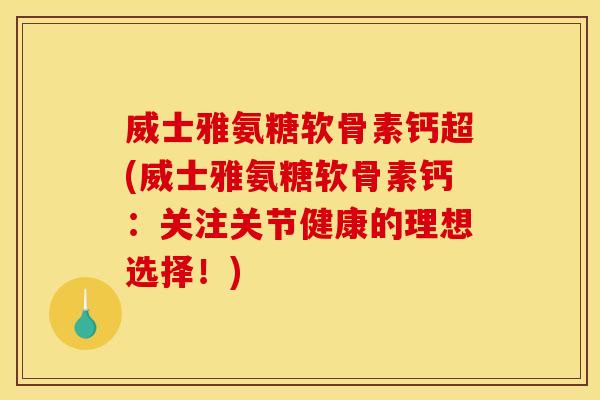 威士雅氨糖软骨素钙超(威士雅氨糖软骨素钙：关注关节健康的理想选择！)