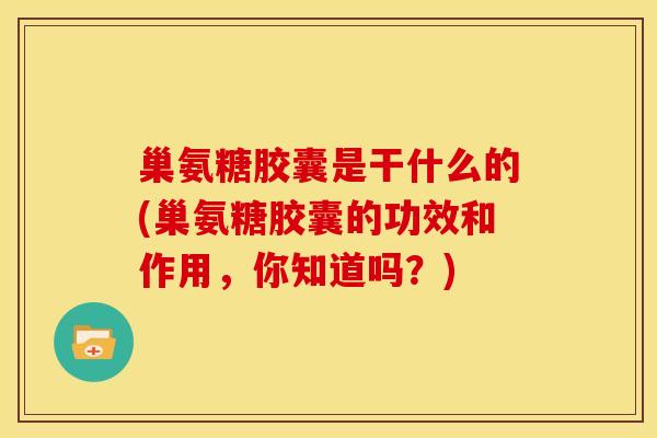 巢氨糖胶囊是干什么的(巢氨糖胶囊的功效和作用，你知道吗？)