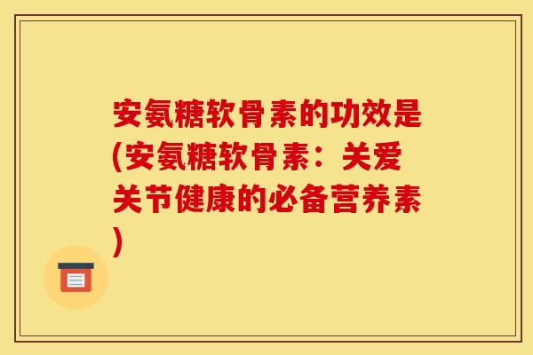 安氨糖软骨素的功效是(安氨糖软骨素：关爱关节健康的必备营养素)