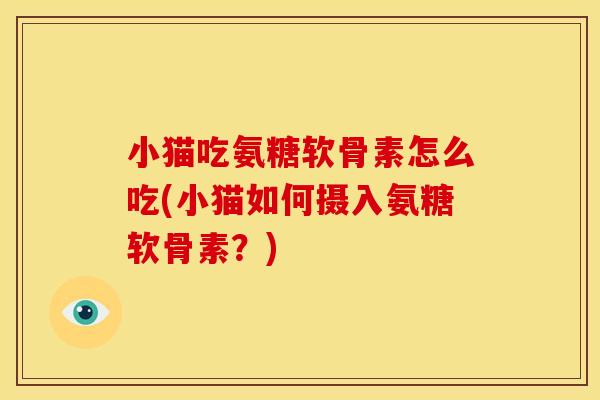 小猫吃氨糖软骨素怎么吃(小猫如何摄入氨糖软骨素？)