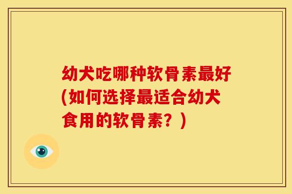 幼犬吃哪种软骨素最好(如何选择最适合幼犬食用的软骨素?)-第1张图片-关节骑士 幼犬吃哪种软骨素最好(如何选择最适合幼犬食用的软骨素?)-第1张图片-关节骑士