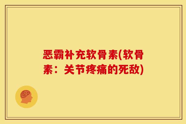 恶霸补充软骨素(软骨素：关节疼痛的死敌)