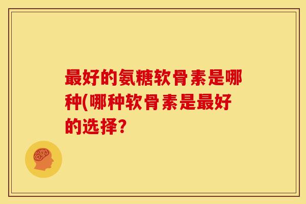 最好的氨糖软骨素是哪种(哪种软骨素是最好的选择？
