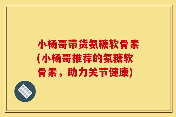 小杨哥带货氨糖软骨素(小杨哥推荐的氨糖软骨素，助力关节健康)
