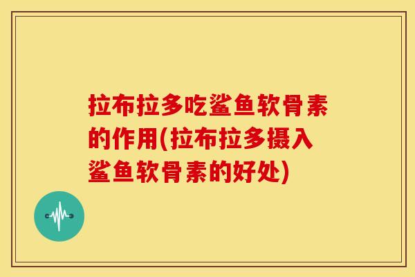 拉布拉多吃鲨鱼软骨素的作用(拉布拉多摄入鲨鱼软骨素的好处)