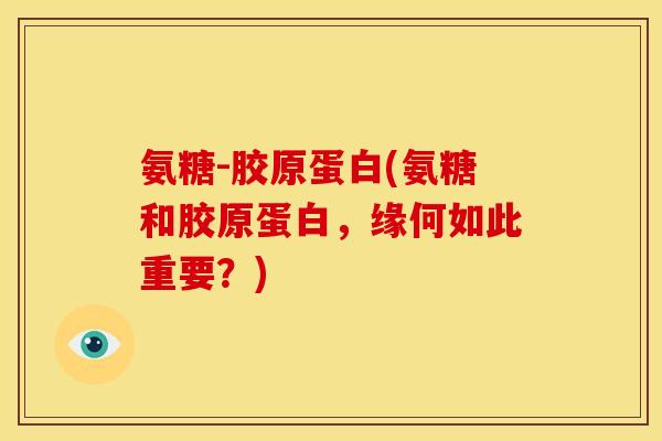氨糖-胶原蛋白(氨糖和胶原蛋白，缘何如此重要？)