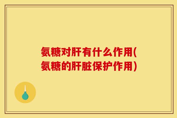 氨糖对肝有什么作用(氨糖的肝脏保护作用)-第1张图片-关节骑士