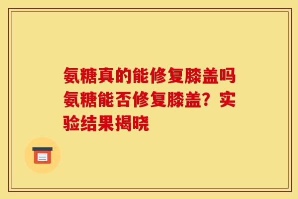 氨糖真的能修复膝盖吗氨糖能否修复膝盖？实验结果揭晓