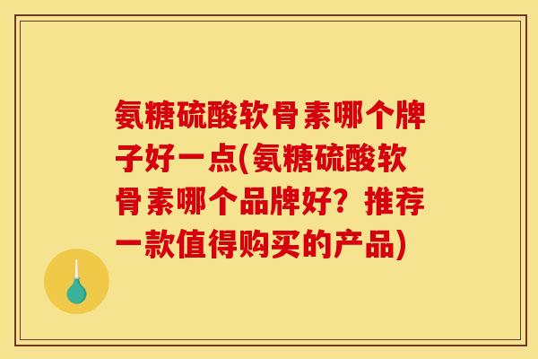 氨糖硫酸软骨素哪个牌子好一点(氨糖硫酸软骨素哪个品牌好？推荐一款值得购买的产品)