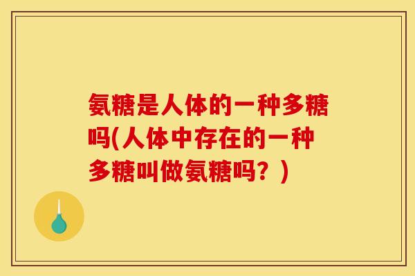 氨糖是人体的一种多糖吗(人体中存在的一种多糖叫做氨糖吗？)