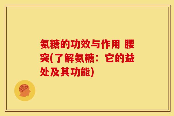 氨糖的功效与作用 腰突(了解氨糖：它的益处及其功能)