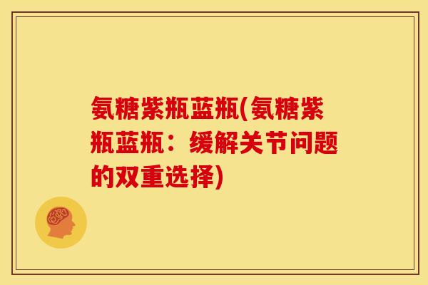 氨糖紫瓶蓝瓶(氨糖紫瓶蓝瓶：缓解关节问题的双重选择)