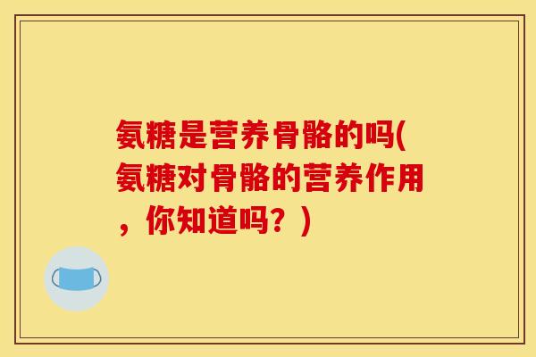 氨糖是营养骨骼的吗(氨糖对骨骼的营养作用，你知道吗？)