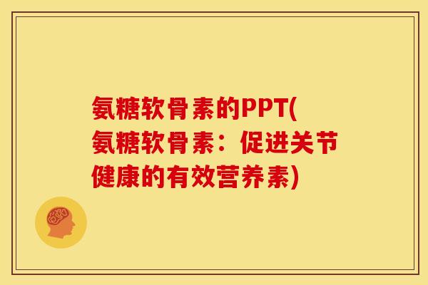 氨糖软骨素的PPT(氨糖软骨素：促进关节健康的有效营养素)