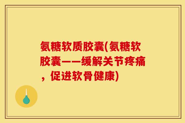 氨糖软质胶囊(氨糖软胶囊——缓解关节疼痛，促进软骨健康)