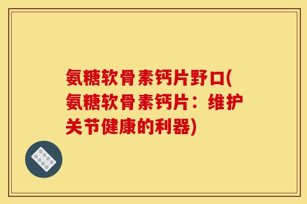 氨糖软骨素钙片野口(氨糖软骨素钙片：维护关节健康的利器)