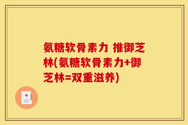 氨糖软骨素力 推御芝林(氨糖软骨素力+御芝林=双重滋养)