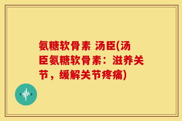 氨糖软骨素 汤臣(汤臣氨糖软骨素：滋养关节，缓解关节疼痛)