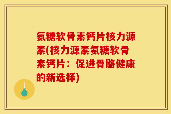 氨糖软骨素钙片核力源素(核力源素氨糖软骨素钙片：促进骨骼健康的新选择)