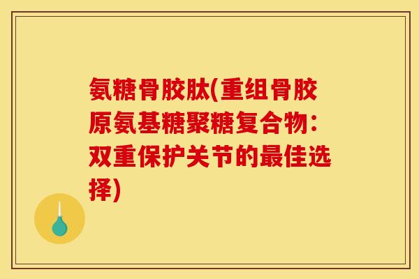 氨糖骨胶肽(重组骨胶原氨基糖聚糖复合物：双重保护关节的最佳选择)
