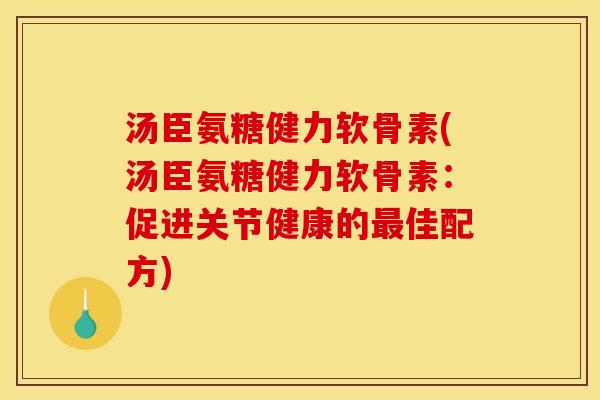 汤臣氨糖健力软骨素(汤臣氨糖健力软骨素：促进关节健康的最佳配方)