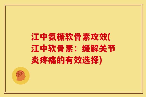 江中氨糖软骨素攻效(江中软骨素：缓解关节炎疼痛的有效选择)-第1张图片-关节骑士