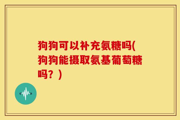 狗狗可以补充氨糖吗(狗狗能摄取氨基葡萄糖吗？)