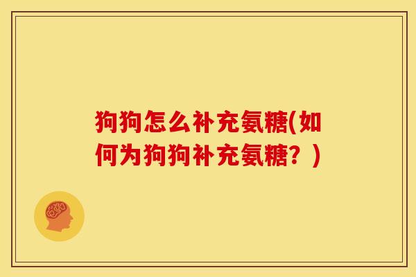 狗狗怎么补充氨糖(如何为狗狗补充氨糖？)