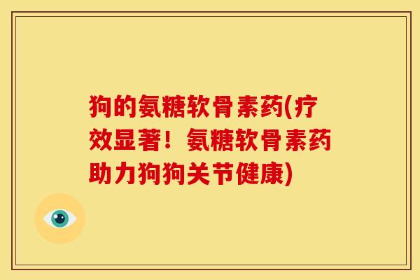 狗的氨糖软骨素药(疗效显著！氨糖软骨素药助力狗狗关节健康)