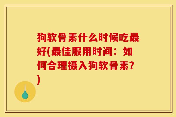 狗软骨素什么时候吃最好(最佳服用时间：如何合理摄入狗软骨素？)