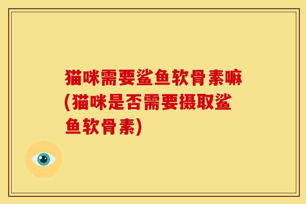 猫咪需要鲨鱼软骨素嘛(猫咪是否需要摄取鲨鱼软骨素)