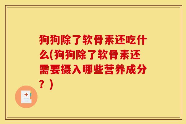 狗狗除了软骨素还吃什么(狗狗除了软骨素还需要摄入哪些营养成分？)-第1张图片-关节骑士