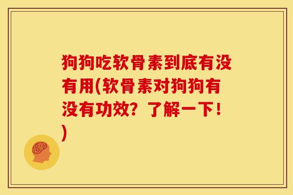 狗狗吃软骨素到底有没有用(软骨素对狗狗有没有功效？了解一下！)