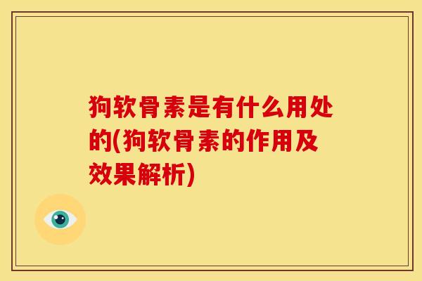 狗软骨素是有什么用处的(狗软骨素的作用及效果解析)-第1张图片-关节骑士 狗软骨素是有什么用处的(狗软骨素的作用及效果解析)-第1张图片-关节骑士