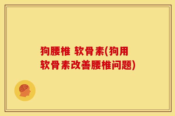 狗腰椎 软骨素(狗用软骨素改善腰椎问题)