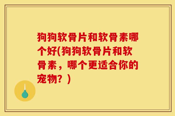 狗狗软骨片和软骨素哪个好(狗狗软骨片和软骨素，哪个更适合你的宠物？)