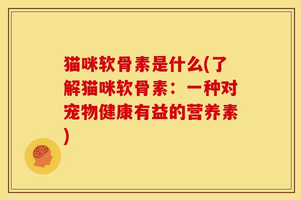 猫咪软骨素是什么(了解猫咪软骨素：一种对宠物健康有益的营养素)