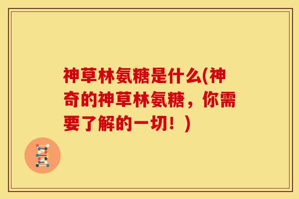 神草林氨糖是什么(神奇的神草林氨糖，你需要了解的一切！)