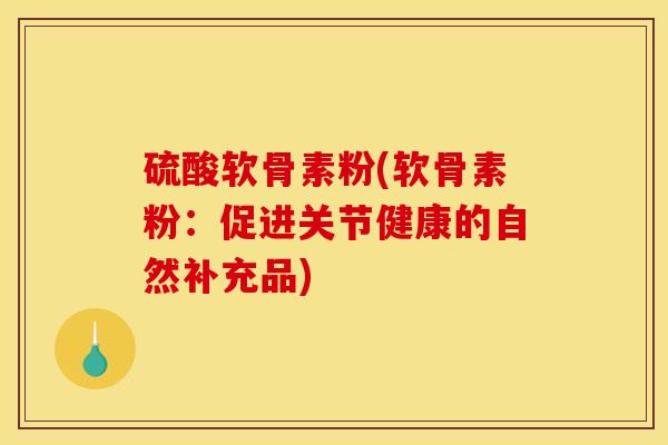 硫酸软骨素粉(软骨素粉：促进关节健康的自然补充品)