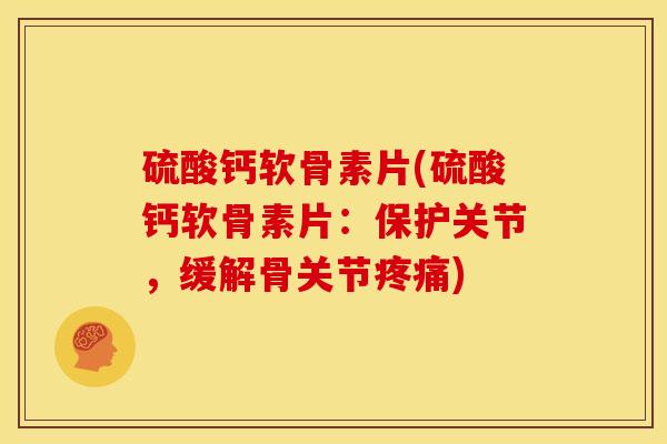 硫酸钙软骨素片(硫酸钙软骨素片：保护关节，缓解骨关节疼痛)