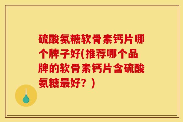 硫酸氨糖软骨素钙片哪个牌子好(推荐哪个品牌的软骨素钙片含硫酸氨糖最好？)-第1张图片-关节骑士