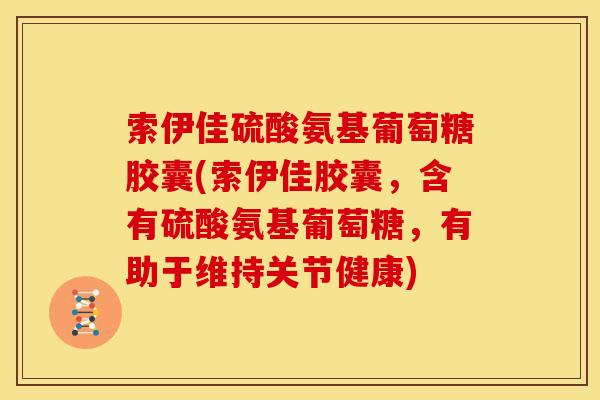 索伊佳硫酸氨基葡萄糖胶囊(索伊佳胶囊，含有硫酸氨基葡萄糖，有助于维持关节健康)