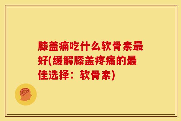 膝盖痛吃什么软骨素最好(缓解膝盖疼痛的最佳选择：软骨素)-第1张图片-关节骑士