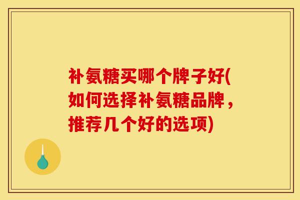 补氨糖买哪个牌子好(如何选择补氨糖品牌，推荐几个好的选项)