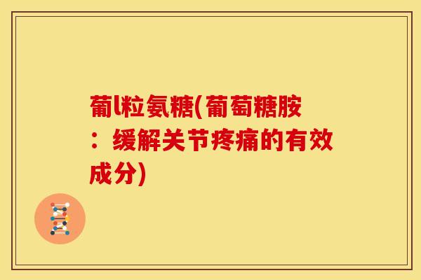 葡l粒氨糖(葡萄糖胺：缓解关节疼痛的有效成分)-第1张图片-关节骑士