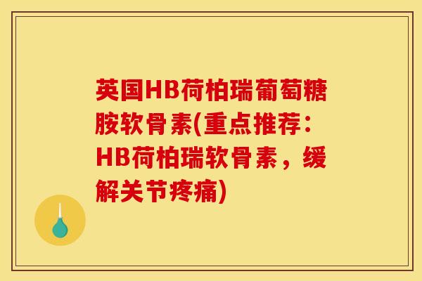 英国HB荷柏瑞葡萄糖胺软骨素(重点推荐：HB荷柏瑞软骨素，缓解关节疼痛)